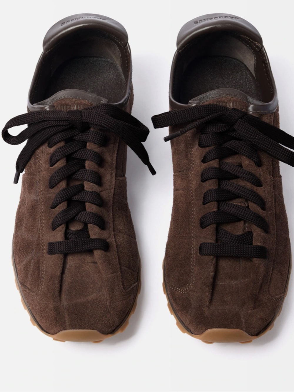 JACQUEMUS dark brown suede le tenis Sneakers with Black Laces size 39 in box
